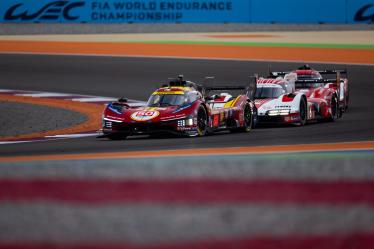50 FUOCO Antonio (ita), MOLINA Miguel (spa), NIELSEN Nicklas (dnk), Ferrari AF Corse, Ferrari 499P #50, Hypercar, action during the Qatar 1812 KM, 1st round of the 2025 FIA World Endurance Championship, from February 25 to 28, 2025 on the Losail International Circuit in Lusail, Qatar - Photo Javier Jimenez / DPPI