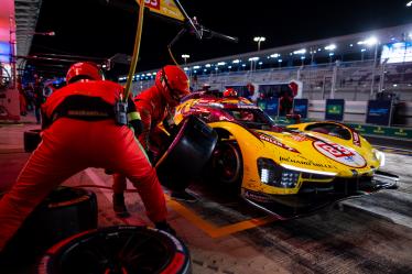 83 HANSON Phil (gbr), KUBICA Robert (pol), YE Yifei (chn), AF Corse, Ferrari 499P #83, Hypercar, action pitstop, arrêt aux stands during the Qatar 1812 KM, 1st round of the 2025 FIA World Endurance Championship, from February 25 to 28, 2025 on the Losail International Circuit in Lusail, Qatar - Photo Javier Jimenez / DPPI