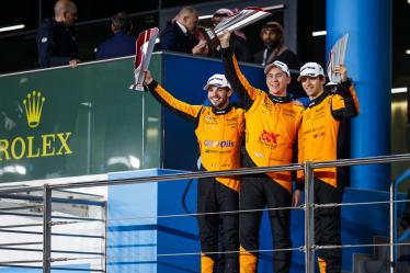 59 BAUD Sébastien (fra), COTTINGHAM James (gbr), SAUCY Grégoire (swi), United Autosports, McLaren 720S GT3 Evo #59, LM GT3, podium during the Qatar 1812 KM, 1st round of the 2025 FIA World Endurance Championship, from February 25 to 28, 2025 on the Losail International Circuit in Lusail, Qatar - Photo Julien Delfosse / DPPI