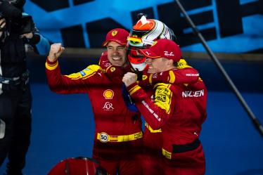 50 FUOCO Antonio (ita), MOLINA Miguel (spa), NIELSEN Nicklas (dnk), Ferrari AF Corse, Ferrari 499P #50, Hypercar, action celebration portrait during the Qatar 1812 KM, 1st round of the 2025 FIA World Endurance Championship, from February 25 to 28, 2025 on the Losail International Circuit in Lusail, Qatar - Photo Javier Jimenez / DPPI